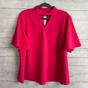 Lane Bryant Pink Cutout Flutter Sleeve Tee